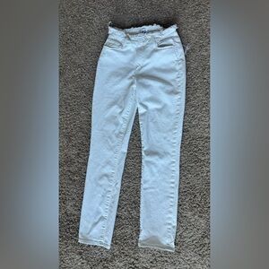 PAIGE White High-Waisted Paper Bag Jeans